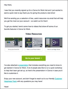 Canvas for Work trial email